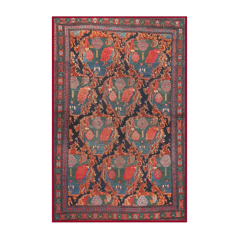 Tapis rouge traditionnel / noir / mauve, Rectangle 2 pi x 3 pi