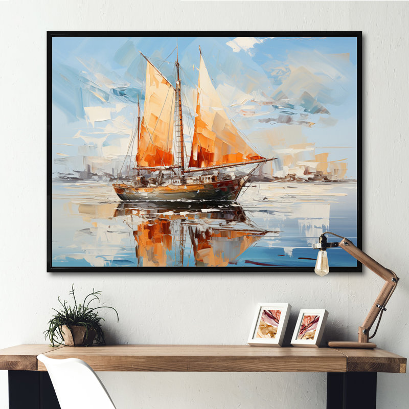 Impression sur toile Tyquan Boat Vibrant voyages I, H 34 po x l 44 po x P 1,5 po, Cadre flottant noir