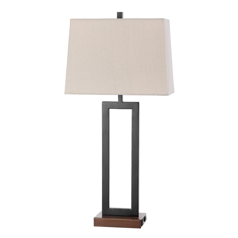 28.5 Metal Single Table Lamp, Black/Brown, Beige
