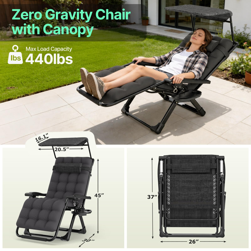 Fauteuil Zero Gravity, Simple | Gris anthracite
