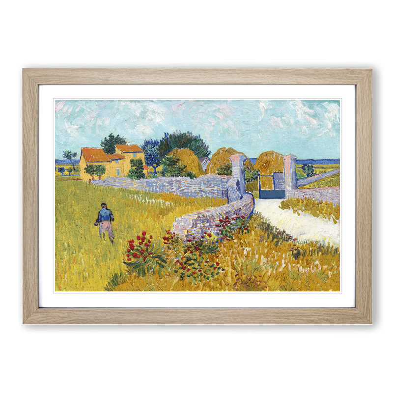 Farmhouse in Provence by Vincent Van Gogh - Picture Frame Painting, 48cm H x 65cm W x 2cm D, Oak Framed