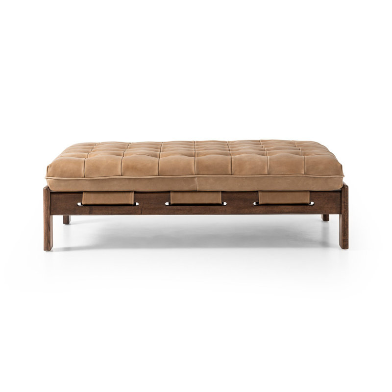 Repose-pieds en cuir véritable Ellinor, Cuir véritable Palermo Drift