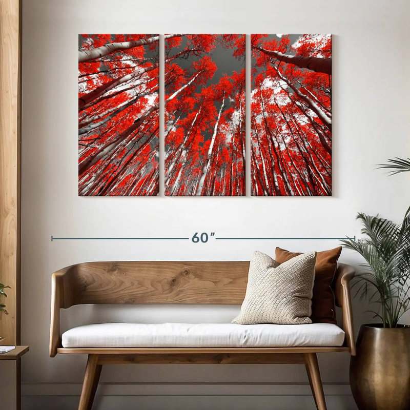 Harnek Red Forest Trees, 32" H x 50" W