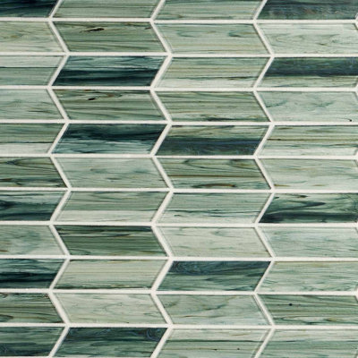 Maya 2x7 Chevron Polished Glass Mosaic Tile