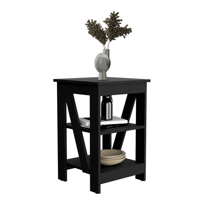 Versatile 3-Tier Side Table With Ample Storage For Various Spaces, Black