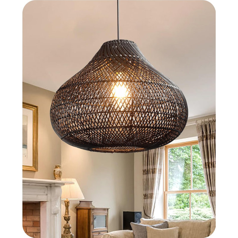 Lustre en rotin noir Karjear