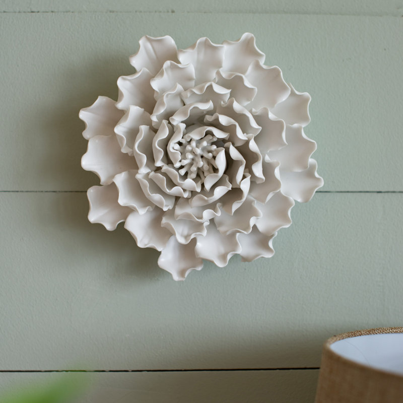 Décoration murale en céramique crème faite à la main D7.3X2.8 ", H 2,83 po x l 7,33 po x P 7,25 po