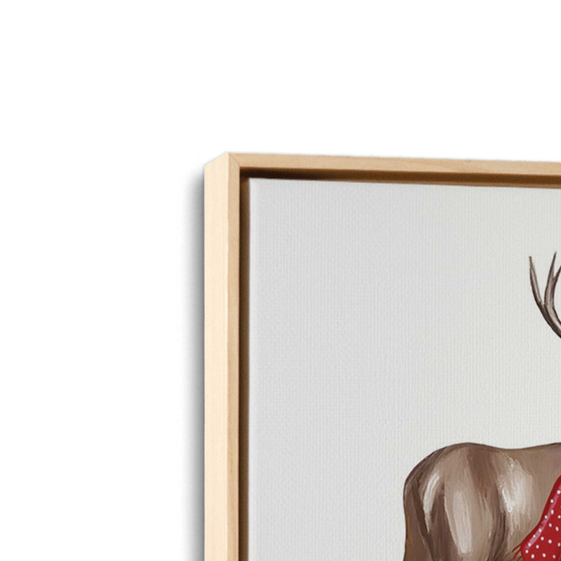 «Merry Reindeers» par Elizabeth Tyndall, reproduction d'art, L 12 po x H 16 po, Tanné, Toile avec cadre