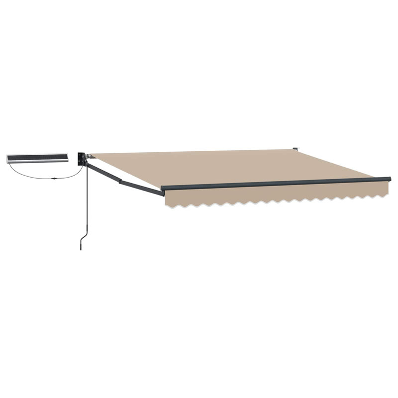 VidaXL Polyester Cover Retractable Patio Awning, 165cm H x 350cm W x 250cm D, Beige/Black
