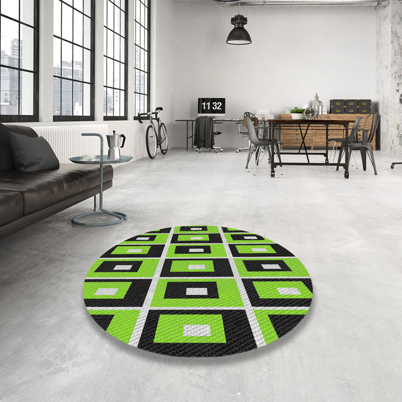 Tapis de zone verte à motif, Rond 5 pi