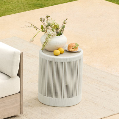 Round Woven Rope Patio Side Table by Ebern Designs