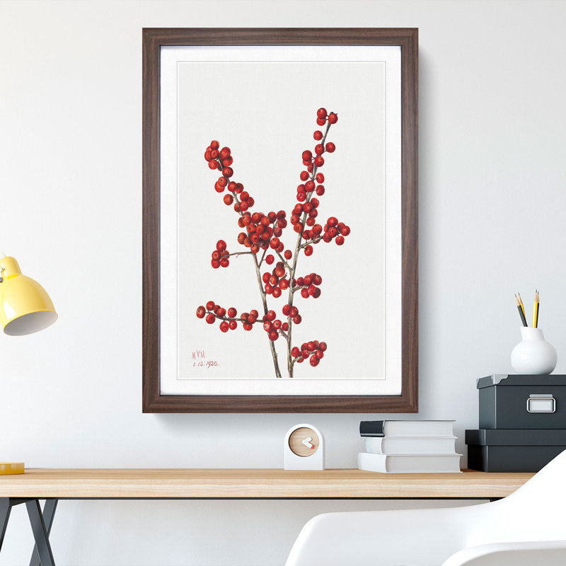 Winterberry by Mary Vaux Walcott - Picture Frame Painting, 48cm H x 36cm W x 2cm D, Walnut Framed