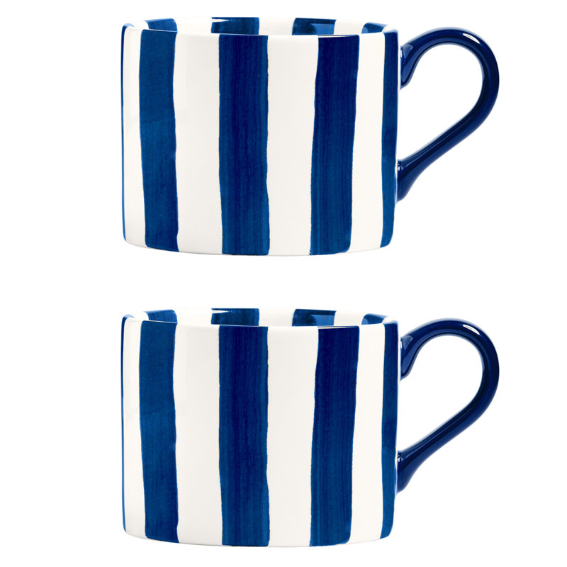 Stripes Stoneware Coffee Mug, Blue