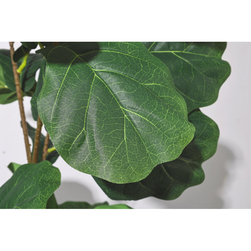 Faux Plants Artificial Tree 61'' Tall Fiddle Leaf Fig Tree in Black Pot Indoor for Home Office Décor