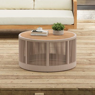 Table basse rustique en bois et corde - Assemblage stable et simple de 14,06 po de hauteur, amplement d'espace pour les articles