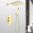 Gold Brass 12" Rain Shower - Wall Mounted, Self-Cleaning Nozzle For An Attractive Showering Experience, American Standard Pipe Mounted Head Brass, A Calming Shower,-126353167