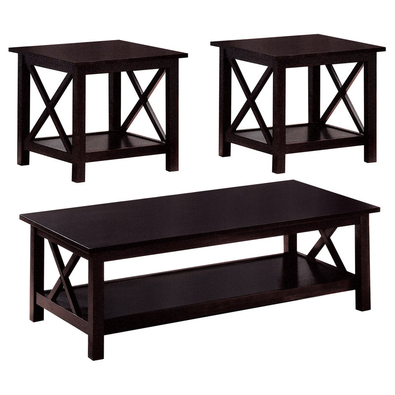 Ensemble de tables basses 3 pièces Elisabeth, Merlot foncé