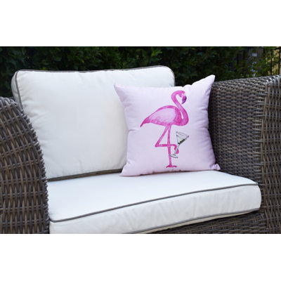 Palm Beach Single Flamingo Outdoor Square Pillow Cover & Insert