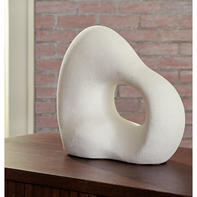 Off-White Ceramic Contemporary Sculpture, 11" Height