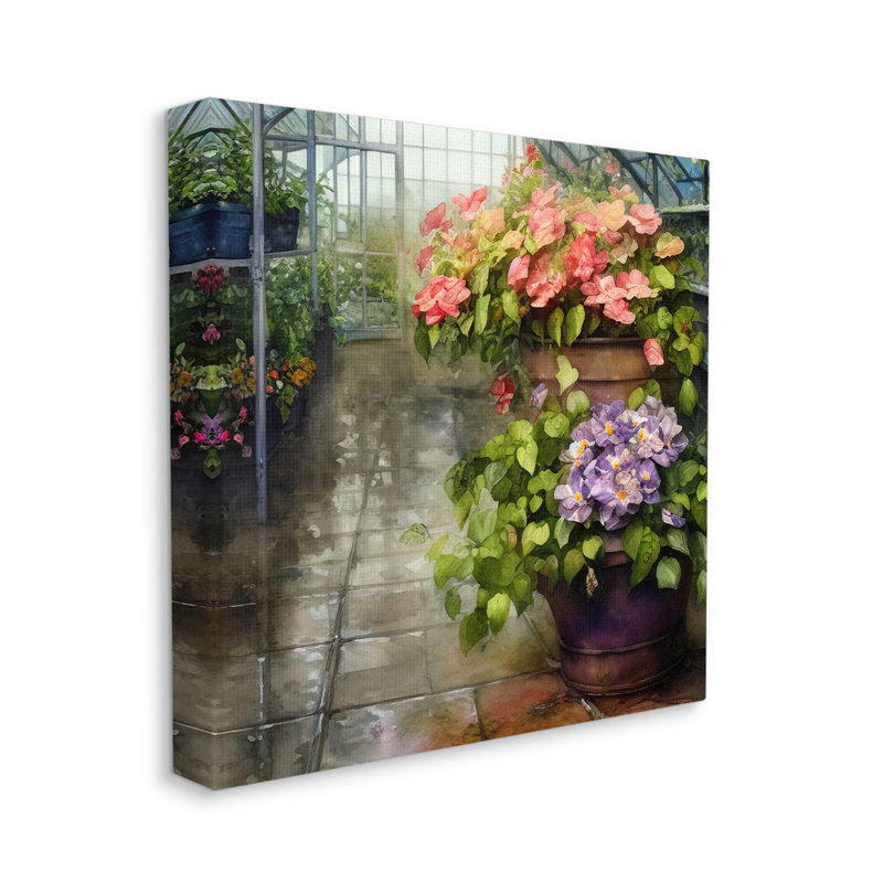 "Spring Blossoms Greenhouse Garden", art mural par Alpenglow, L 36 po x H 36 po x P 1,5 po, Toile tendue
