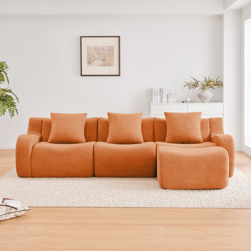 Boneless Sofa, Orange, 35.4" H x 115.3" W x 65.7" D, 3