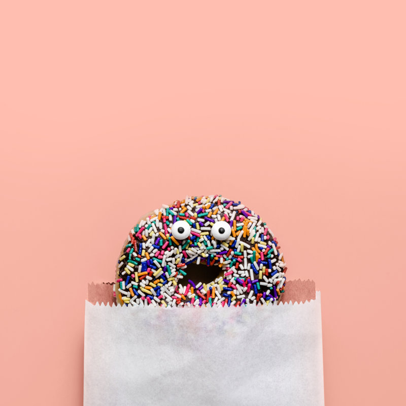 Funny Donut - Wrapped Canvas Print, 30cm H x 30cm W x 3.8cm D