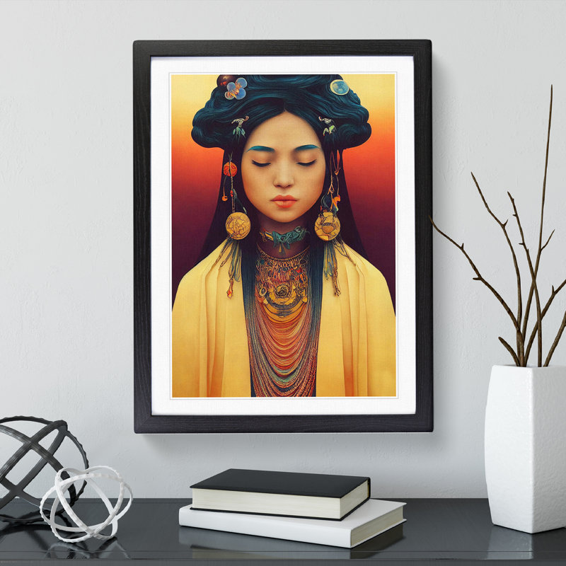 The Beautiful Woman - Single Picture Frame Print, 64cm H x 46cm W x 2cm D, Black Framed