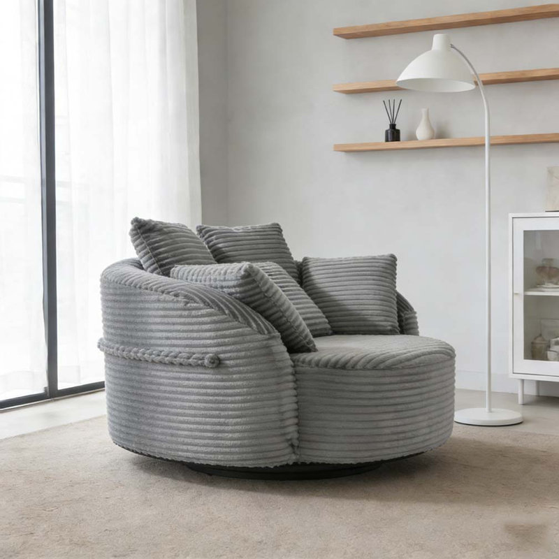 Fauteuil demi-tonneau pivotant à 360 °, Gris