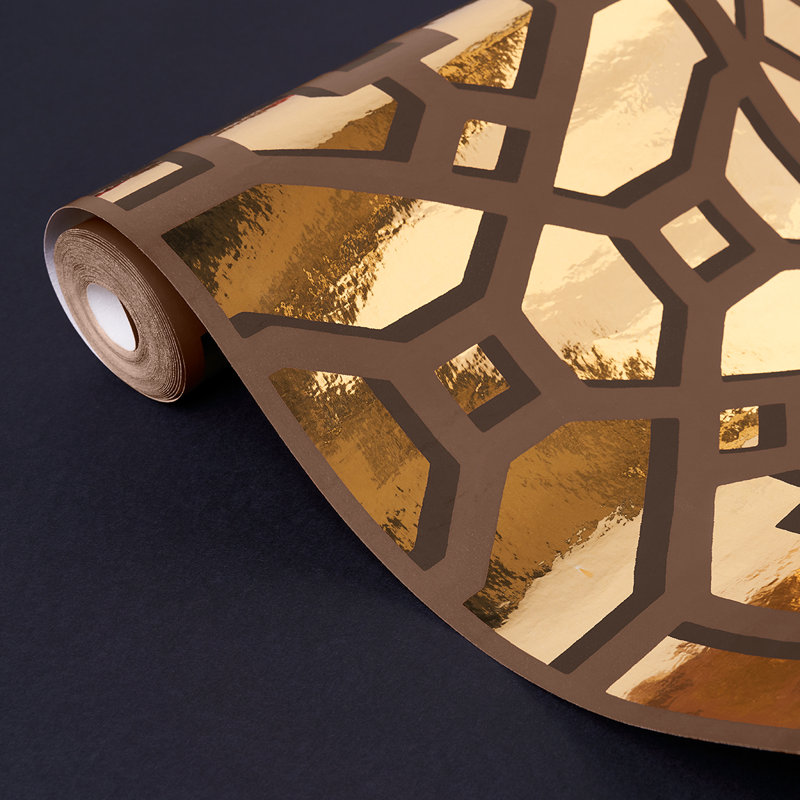 Zanzibar Trellis Mylar Wallpaper, Gold Mylar