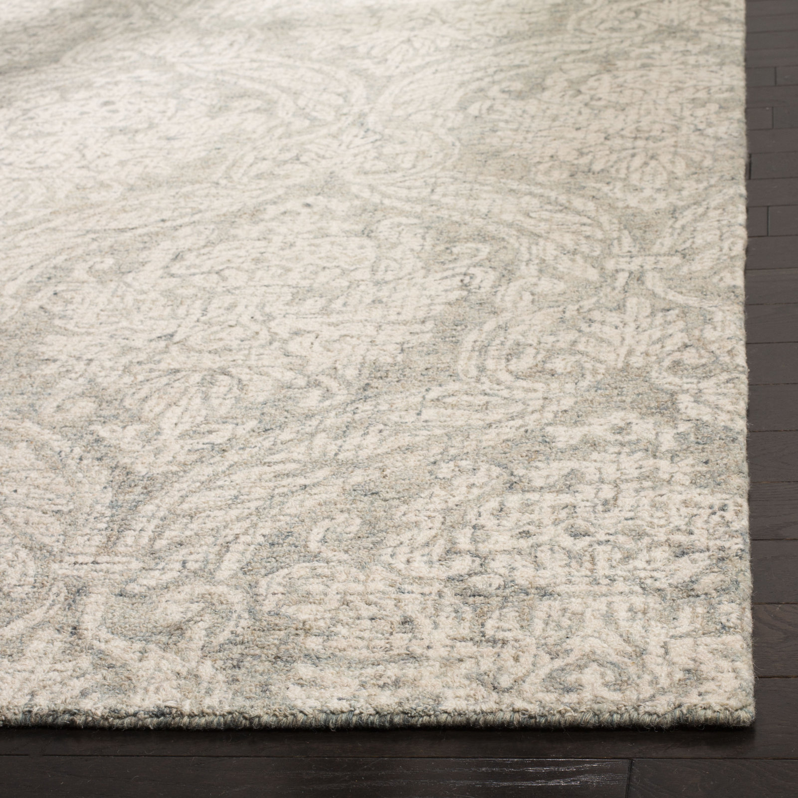 Rosemarie Gray Ivory Hand-Tufted Wool Rug, Rectangle 2' x 3'