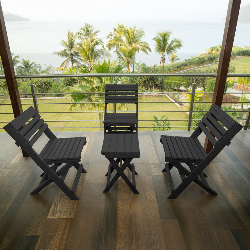 Chaise bistro pliante en PEHD entièrement recyclé toutes saisons Coastal Bay, Noir