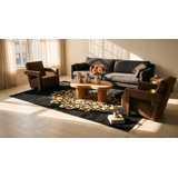 Hand Knotted Wool Floral Area Rug in Black