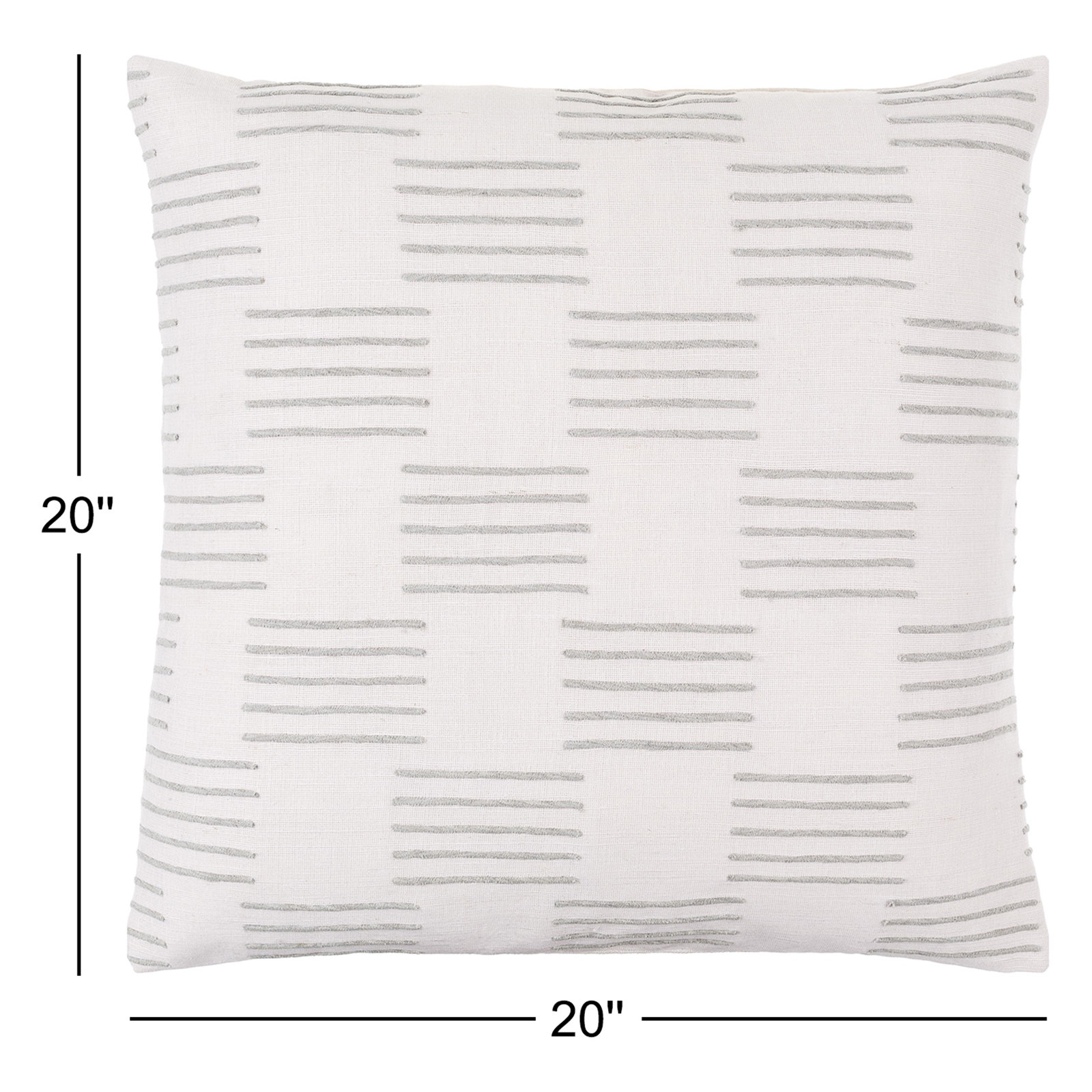 Layten Geometric Cotton Throw Pillow, Off-White, 20" x 20", Down