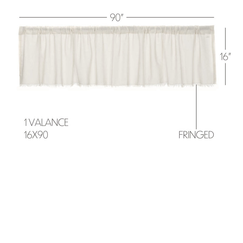 Cantonnière sur mesure en coton de couleur unie, l 16po x L 90 po, Blanc antique