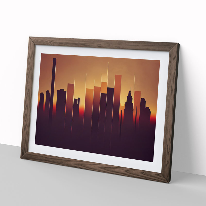 Uplifting Skyscraper Skyline - Framed Print, 34cm H x 46cm W, Walnut