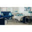 Rembourré en microfibre convertible bleu avec rangement - Collection X, mobilier de salon moderne, transformez votre espace de style et de fonctionnalité