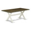 L'ensemble de table de salle à manger 5 pièces pour 4 personnes comprend une table de cuisine rectangulaire avec pieds en X et 4 chaises rembourrées en tissu crème, lin brossé blanc-1188568182-1188568169-1098077940