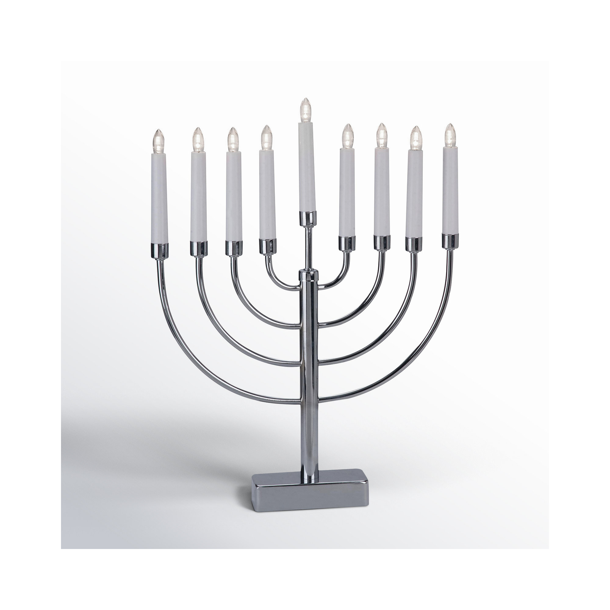 Battery Operated Menorah, Chrome