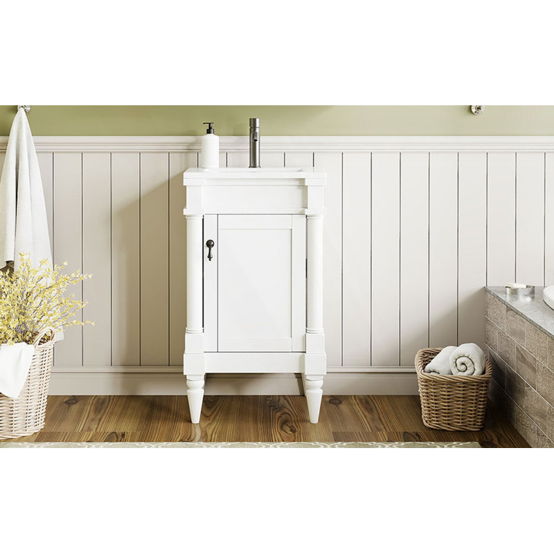Meuble-lavabo moderne de 18 pouces avec lavabo, Noir