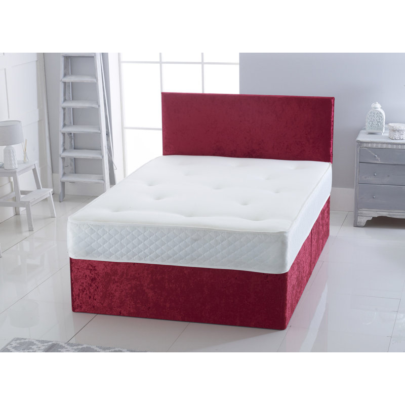 Betts Upholstered Bed with Mattress, Single (3'), Red, No Drawer