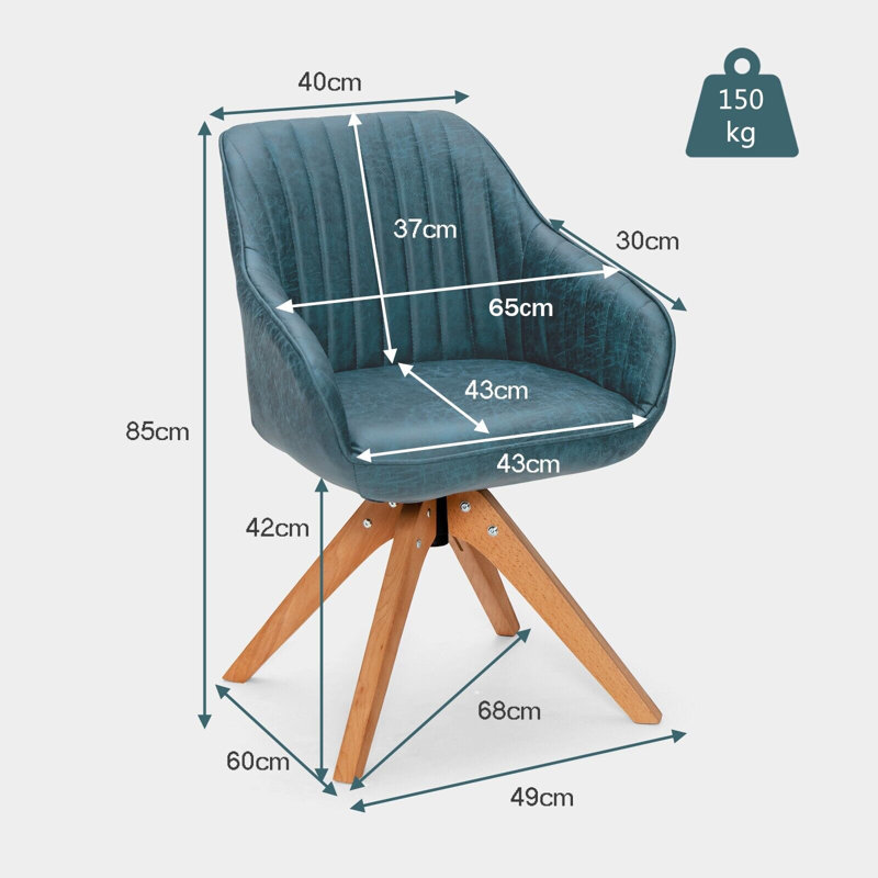 Edesville Faux Leather Swivel Armchair, Blue