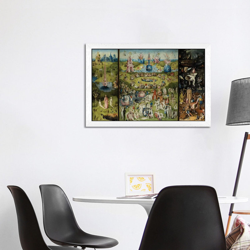 The Garden Of Earthly Delights 1504 by Hieronymus Bosch - Print on Canvas, White Framed, 101.6 cm H x 66.04 cm W