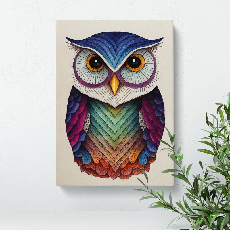 An Illuminated Owl - Wrapped Canvas, 50cm H x 35cm W x 3cm D