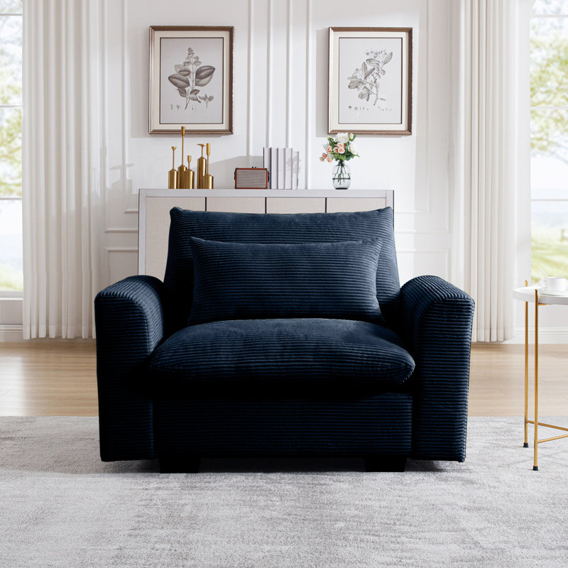 Confortable velours côtelé bleu - Siège profond pour une expérience douillette., Blue