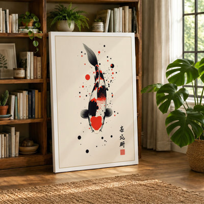 Koi in Motion Japandi 1 Piece Wrapped Canvas Wall Art
