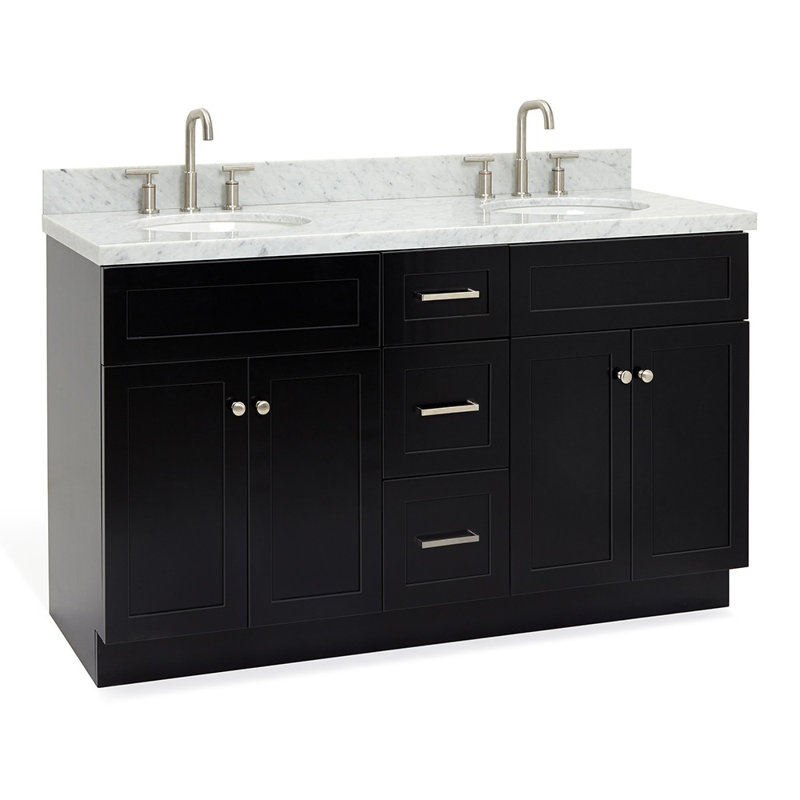 Ensemble de meuble-lavabo double 61 po Abell, Noir, noir, noir, noir