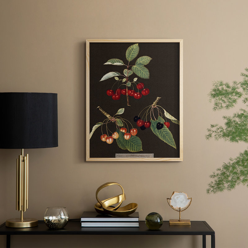 Brookshaw Cherries Framed Print - Solid Wood, 11" H x 9" W