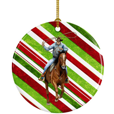 Ornement de noël figurine suspendue en céramique cheval roper