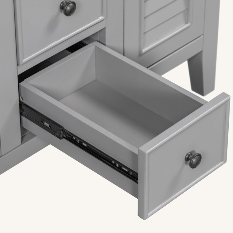 Gray 36" Freestanding Bathroom Vanity with Five Drawers
