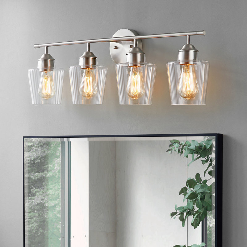 Éclairage pour salle de bain 4 lumières à intensité variable Atish, Nickel brossé, Quatre lumières